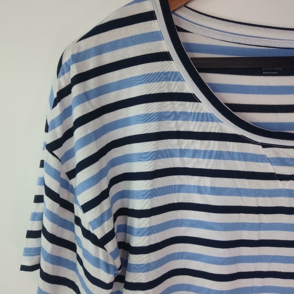 GAP Body M Short Sleeved Black Blue White Striped Top - Picture 6 of 7
